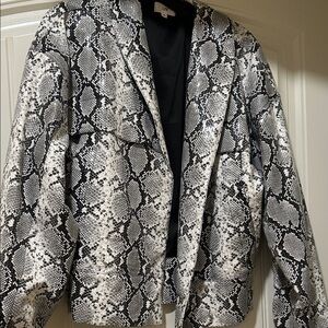 LPA Black and White Snake Print Bomber Jacket